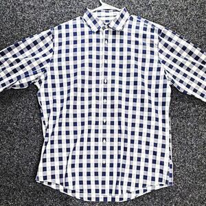 Nordstrom Rack Trim Fit Blue/White Check Dress Shirt 17.5 36/37
